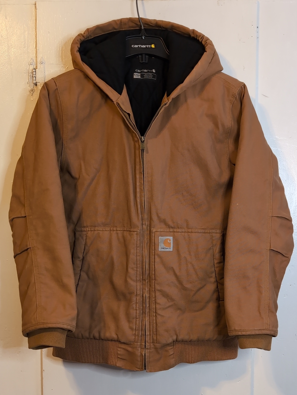 Brown Carhartt Hooded Duck Coat young mans XL (18-20)